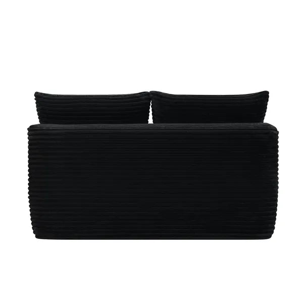 58-inch 2 seat median longue with plush black velvet, cup holder, flexible matching, mainly for living room use.