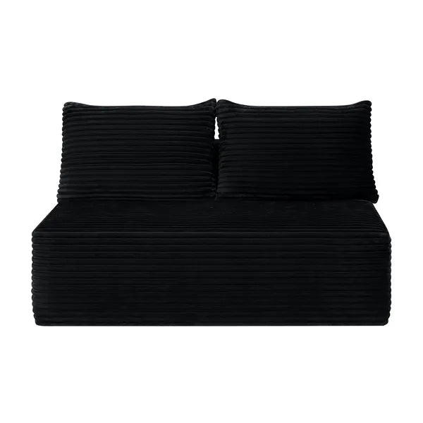 58-inch 2 seat median longue with plush black velvet, cup holder, flexible matching, mainly for living room use.