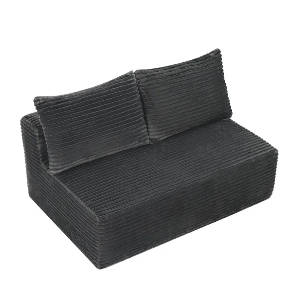 58-inch 2 seat median longue with plush GREY velvet, cup holder, flexible matching, mainly for living room use.