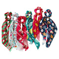 6 Pcs Christmas Satin Hair Ribbon Scrunchies