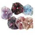 6 Pcs Large Size Retro Hair Scrunchies Organza Floral