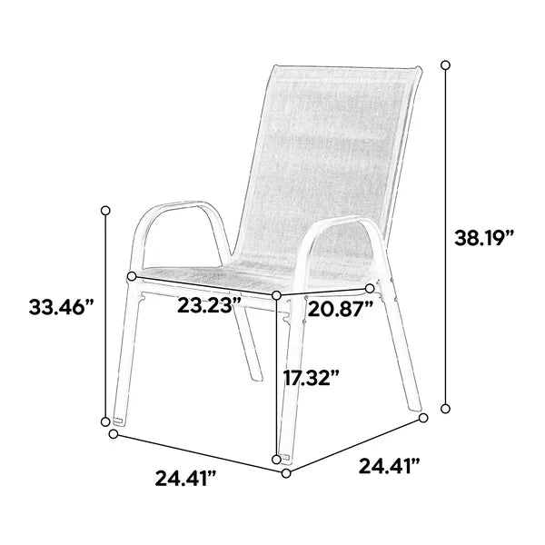 6 Piece Patio Chairs, Outdoor Camping Chairs with Breathable Textilene Fabric, Set of 2 Garden Chairs with Armrest High Backrest for Garden Patio Pool Beach Yard Space Saving ( Grey)6