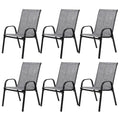 6 Piece Patio Chairs, Outdoor Camping Chairs with Breathable Textilene Fabric, Set of 2 Garden Chairs with Armrest High Backrest for Garden Patio Pool Beach Yard Space Saving ( Grey)6