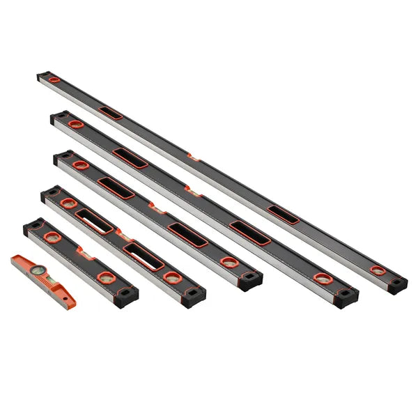 6-Piece Torpedo Level, 78/48/32/24/16/10 Inch All Magnetic Levels Set, Bubble Vials Ruler for 45/90/180 Degree, Aluminum Alloy Magnetic Box Leveler Tool, Shock-Resistance, SAE and Metric Scale