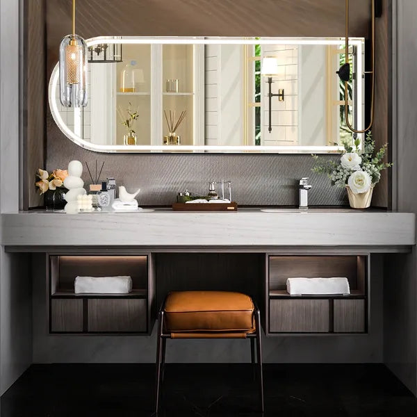 64"x21" LED Arched Full Length Mirror with Aluminum Frame and Polished Glass for Bedroom