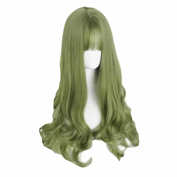 65cm Green Full Wig Long Curly Wave Cosplay