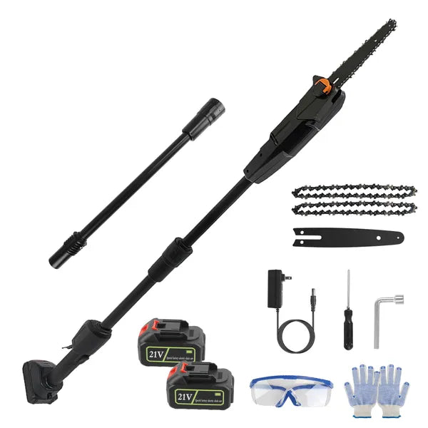 6in Cordless Pole Saw 7.4FT Maximum Extendable Length 35FT/S Speed Electric Pole Chainsaw 2Pcs 1.5Ah Batteries And Charger Included For Pruning Trimming
