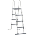 70" Above Ground Swimming Pool Ladder, A-Frame Deck Ladder with Top Platform, Non-slip Steps & Rounded Handrails for 48" Pool Wall Height, Gray