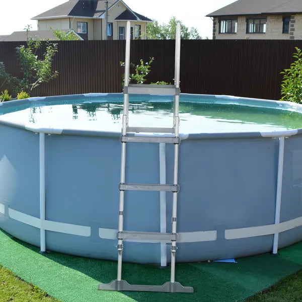 70" Above Ground Swimming Pool Ladder, A-Frame Deck Ladder with Top Platform, Non-slip Steps & Rounded Handrails for 48" Pool Wall Height, Gray