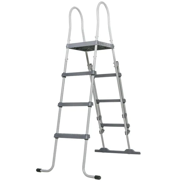 70" Above Ground Swimming Pool Ladder, A-Frame Deck Ladder with Top Platform, Non-slip Steps & Rounded Handrails for 48" Pool Wall Height, Gray