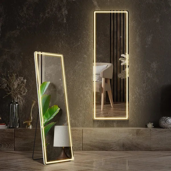 71"x26" LED Full Length Mirror with Aluminum Frame and Polished Glass for Bedroom