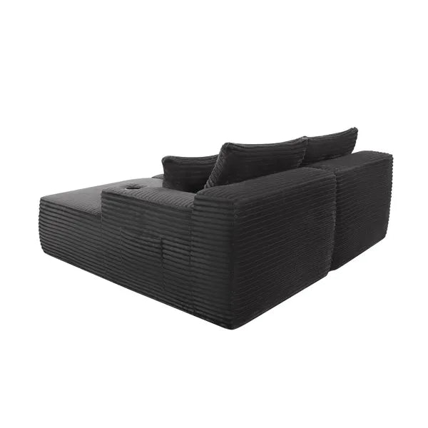 75" Cloud Sectional Couch, L-Shape Chaise with R-Shape Chaise with Deep Seat and Comfortable 2 Seater Couch for Modern Living Room,(Plush Fabric),Grey,CUP HOLDER