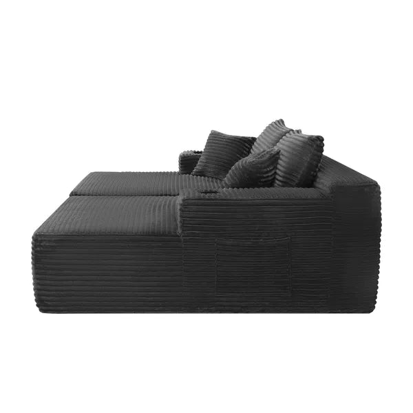 75" Cloud Sectional Couch, L-Shape Chaise with R-Shape Chaise with Deep Seat and Comfortable 2 Seater Couch for Modern Living Room,(Plush Fabric),Grey,CUP HOLDER