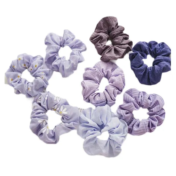 8 Pcs Chiffon Hair Scrunchies Purple Collection