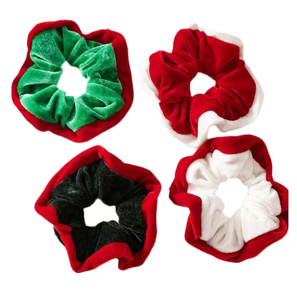8 Pcs Colorful Christmas Hair Scrunchies Plush Winter