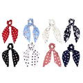 8 Pcs Floral Polka Dots Ribbon Scrunchies Bow Scarf