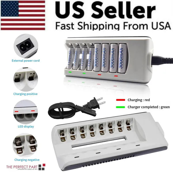 8 Slot Battery Charger Ni-MH Ni-CD AA AAA