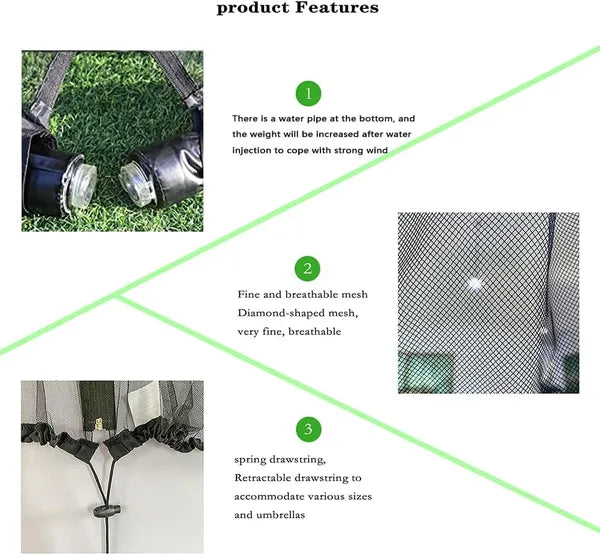 9/10 FT Mosquito Net for Patio Umbrella Outdoors Screen Polyester Hanging Tent(Mosquito Net Only)
