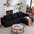 96.9" Cloud Sectional Couch with L-Shape Chaise,Modern Modular Sofa with Deep Seat, Upholstered Couches for Living Room Bedroom,No Assembly Required, (Corduroy Fabric),Black ,RIGHT
