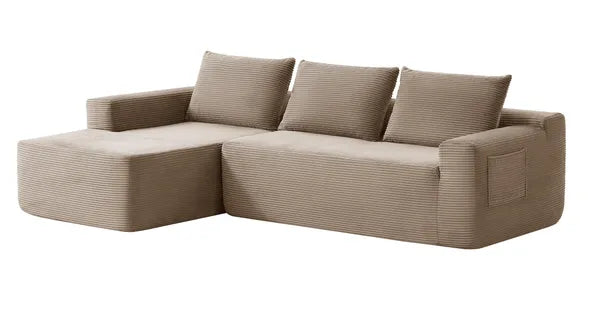 96.9" Cloud Sectional Couch with L-Shape Chaise,Modern Modular Sofa with Deep Seat, Upholstered Couches for Living Room Bedroom,No Assembly Required, (Corduroy Fabric),CAMEL-LEFT