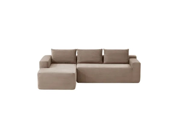 96.9" Cloud Sectional Couch with L-Shape Chaise,Modern Modular Sofa with Deep Seat, Upholstered Couches for Living Room Bedroom,No Assembly Required, (Corduroy Fabric),CAMEL-LEFT