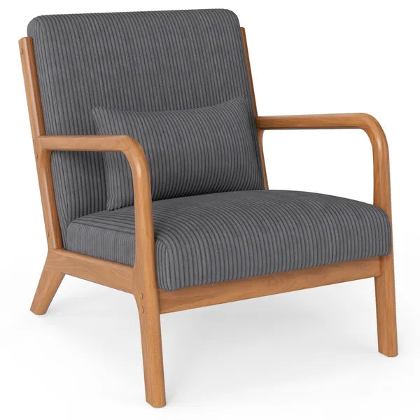 Accent Chair Corduroy Upholstered Lounge Chair with Lumbar Pillow