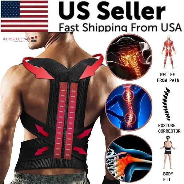 Adjustable Posture Corrector Low Back Support Shoulder Brace