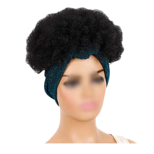 Afro Curly Short Hair Headband Wig Black