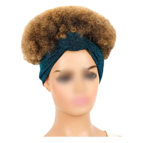 Afro Curly Short Hair Headband Wig Brown