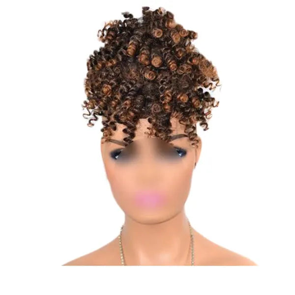Afro Puff Drawstring Ponytail Synthetic Curly Hair Black Brown