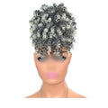 Afro Puff Drawstring Ponytail Synthetic Curly Hair Black White