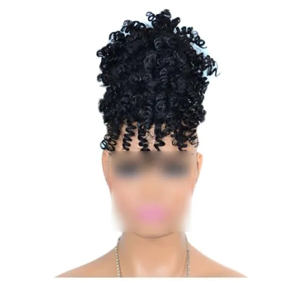 Afro Puff Drawstring Ponytail Synthetic Curly Hair Black