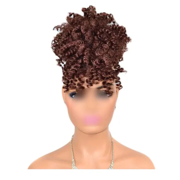 Afro Puff Drawstring Ponytail Synthetic Curly Hair Dark Brown
