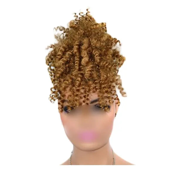 Afro Puff Drawstring Ponytail Synthetic Curly Hair Khaki