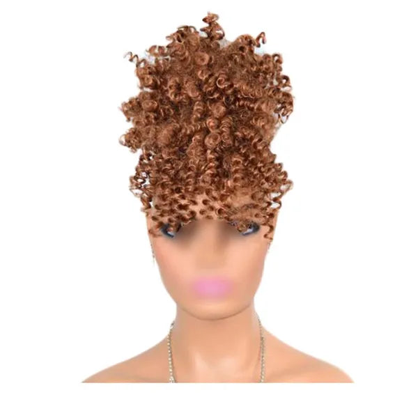 Afro Puff Drawstring Ponytail Synthetic Curly Hair Light Coffee