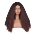 Afro Yaki Hair Straight Curly Wig Dark Brown 24 Inch