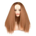 Afro Yaki Hair Straight Curly Wig Khaki 24 Inch