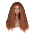 Afro Yaki Hair Straight Curly Wig Light Coffee 24 Inch