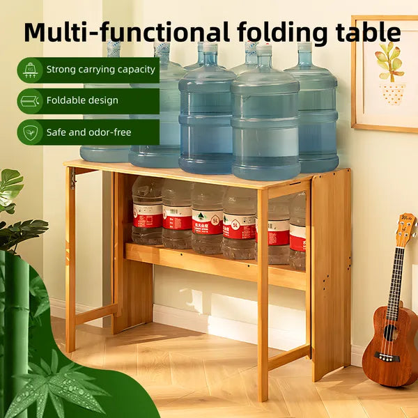 Bamboo Folding Desk,Space-Saving Computer Desk for Small Spaces, Foldable Study Table for Bedroom, Home Office, Dorm, Apartment (Walnut)