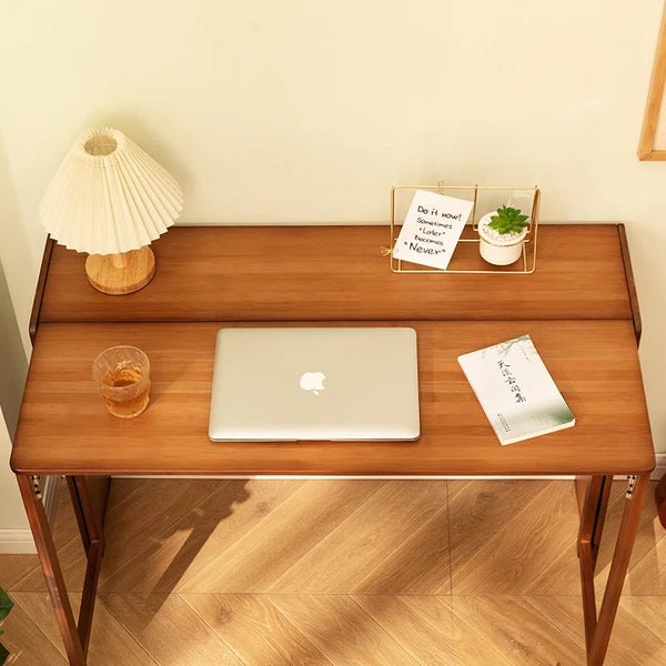 Bamboo Folding Desk,Space-Saving Computer Desk for Small Spaces, Foldable Study Table for Bedroom, Home Office, Dorm, Apartment (Walnut)