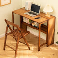 Bamboo Folding Desk,Space-Saving Computer Desk for Small Spaces, Foldable Study Table for Bedroom, Home Office, Dorm, Apartment (Walnut)