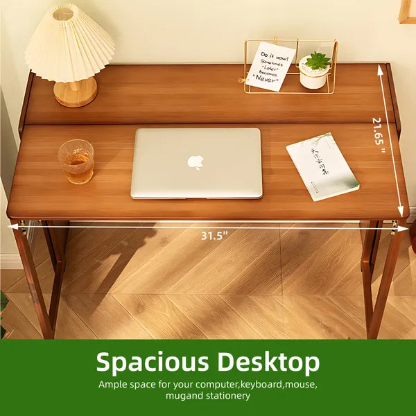 Bamboo Folding Desk,Space-Saving Computer Desk for Small Spaces, Foldable Study Table for Bedroom, Home Office, Dorm, Apartment (Walnut)