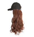 Baseball Cap with Dark Brown Long Wavy Hair Wig Cap