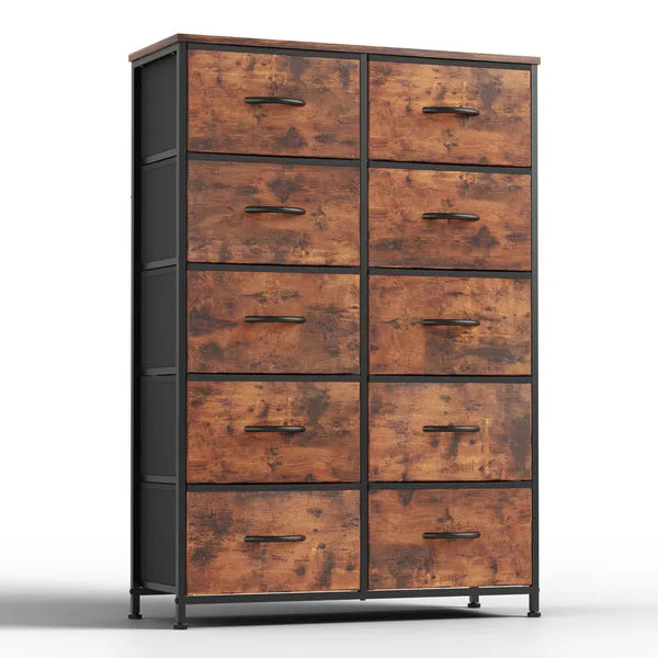 Bedside Table For Bedroom With 10 Fabric Drawers Storage Cabinet Steel Frame Closet For Clothes Storage Display Cabinet