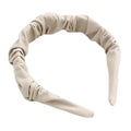 Beige PU Leather Pleated Wide Headband