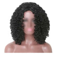 Black Afro Hair Wig Short Curly Bangs 16 Inch