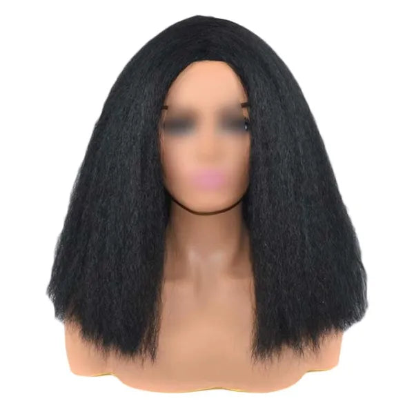 Black Afro Straight Bob Wig Yaki 14 Inch