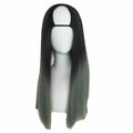 Black Ash Grey 65cm U Shape 2 Tone Cosplay Full Wig
