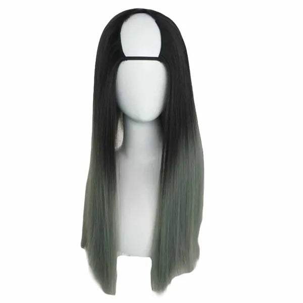 Black Ash Grey 65cm U Shape 2 Tone Cosplay Full Wig