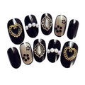 Black Beads Wedding Nail Art Decoration False Nails